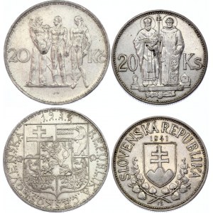 Czechoslovakia & Slovakia 2 x 20 Korun 1934 - 1941
