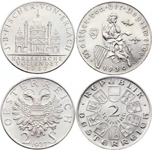 Austria 2 x 2 Schilling 1930 & 1937