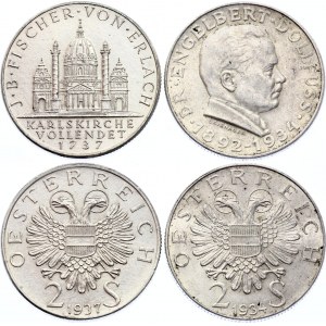Austria 2 x 2 Schilling 1934 & 1937