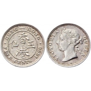 Hong Kong 5 Cents 1890 H