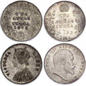 British India 2 x 2 Annas 1875 - 1910