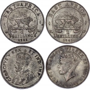 East Africa 2 x 1 Shilling 1925 & 1941