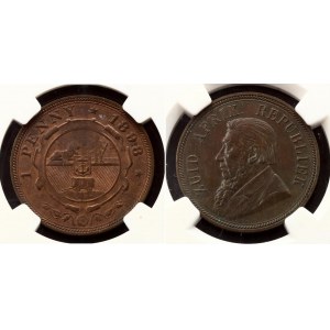 South Africa One Penny 1898 ZAR NGC MS 62 BN