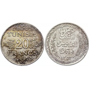Tunisia 20 Francs 1934 AH 1353