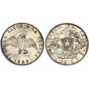 Chile 50 Centavos 1855 So