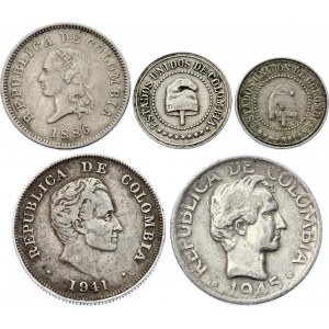 Colombia Lot of 5 Coins 1881 - 1945