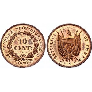 Cuba 10 Centavos 1870 Probe RRR