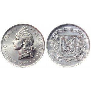 Dominican Republic 1/2 Peso 1961 ANACS MS65