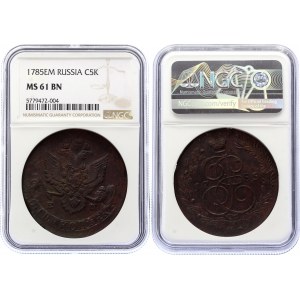 Russia 5 Kopeks 1785 EM NGC MS 61 BN