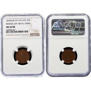 Russia - Poland 3 Roubles - 20 Zlotych 1835 СПБ ПД BRONZE!!! NGC MS 64 RB