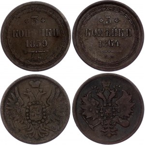 Russia 2 x 3 Kopeks 1859 - 1864 EM