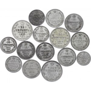 Russia Lot of 15 Coins 1862 - 1911