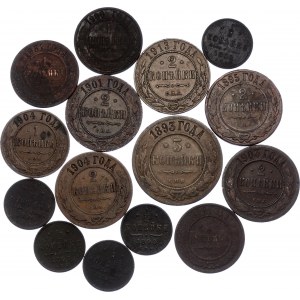 Russia Lot of 15 Coins 1881 - 1913