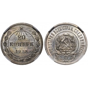 Russia - USSR 20 Kopeks 1923 NGC MS 65
