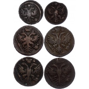 Russia Lot of 6 Coins 1731 - 1737