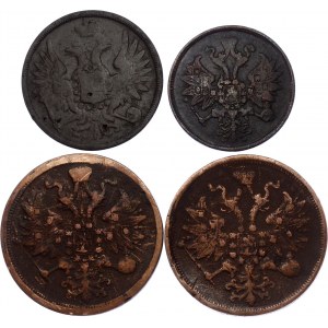 Russia Lot of 4 Coins 1853 - 1866