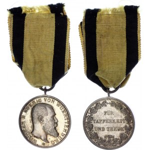 German States Wurttemberg Silver Medal Fur Tapferkeit und Treue 1891 - 1918 (ND)