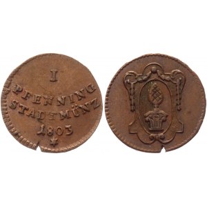 German States Augsburg 1 Pfennig 1803