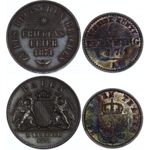 German States Baden 1 Kreuzer & Prussia 1 Pfennig 1871