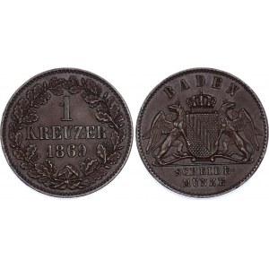 German States Baden 1 Kreuzer 1869