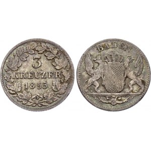German States Baden 3 Kreuzer 1855