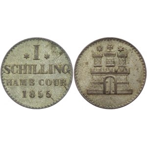 German States Hamburg 1 Schilling 1855