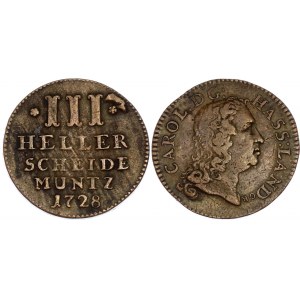 German States Hesse-Cassel 3 Heller 1728