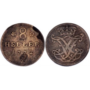 German States Hesse-Cassel 8 Heller 1772