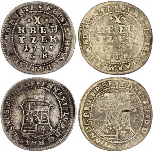 German States Hesse-Darmstadt 2 x 10 Kreuzer 1727 - 1733