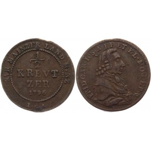 German States Mainz 1/2 Kreuzer 1796 S-IA