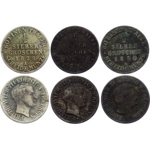 German States Prussia 3 x 1/2 Silber Groschen 1821 - 1850 A