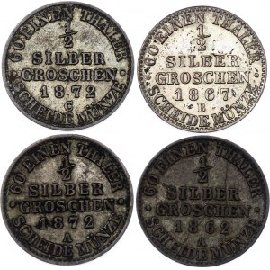 German States Prussia 4 x 1/2 Silber Groschen 1862 -1872