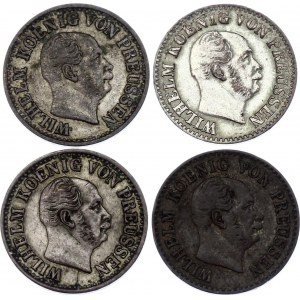 German States Prussia 4 x 1/2 Silber Groschen 1862 -1872