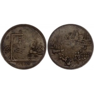 German States Battle of Toulon Satirical Bronze Medal 1743 - 1744