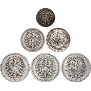 Germany - Empire Lot of 6 Coins 1875 - 1907