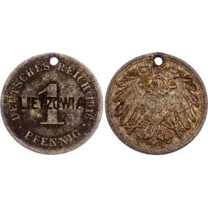 Germany - Empire 1 Pfennig 1916 D Countermark Lietzowia