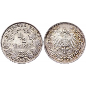 Germany - Empire 1/2 Mark 1906 D