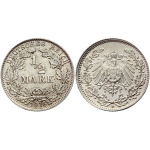 Germany - Empire 1/2 Mark 1916 D