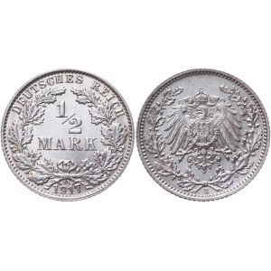 Germany - Empire 1/2 Mark 1917 E