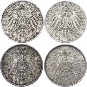 Germany - Empire 4 x 2 Mark 1900 - 1913