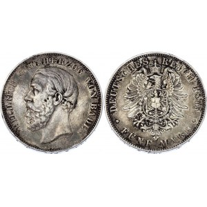 Germany - Empire Baden 5 Mark 1875 G