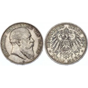 Germany - Empire Baden 5 Mark 1904 G