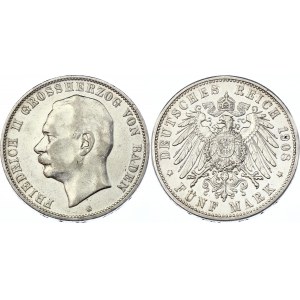 Germany - Empire Baden 5 Mark 1908 G