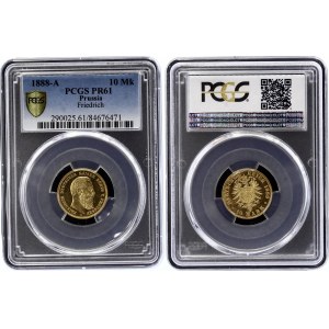 Germany - Empire Prussia 10 Mark 1888 A PROOF PCGS PR61