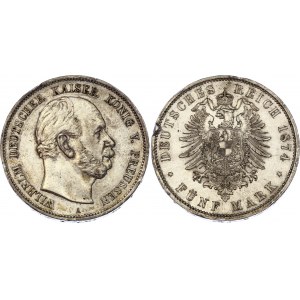 Germany - Empire Prussia 5 Mark 1874 A