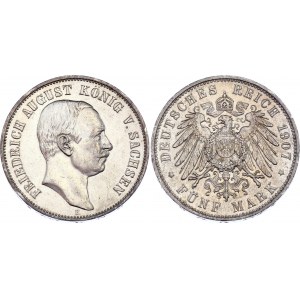 Germany - Empire Saxony 5 Mark 1907 E