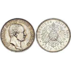Germany - Empire Saxony 5 Mark 1908 E