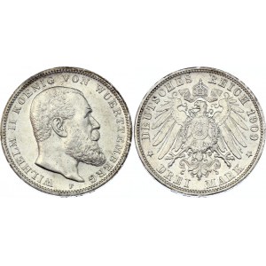 Germany - Empire Wurttemberg 3 Mark 1909 F