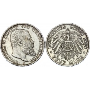 Germany - Empire Wurttemberg 5 Mark 1898 F