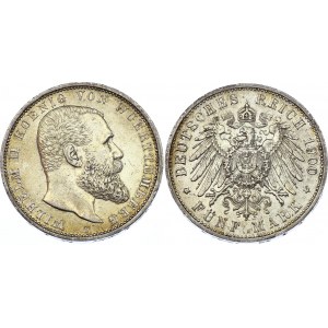 Germany - Empire Wurttemberg 5 Mark 1900 F